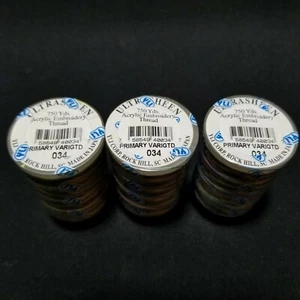 YLI Ultra Sheen 750yds Acrylic Machine Thread Primary Varigtd 034 Lot Of 3 - Picture 1 of 3