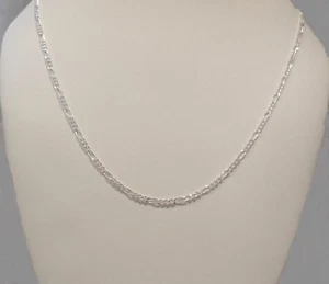 925 Sterling Silver Figaro Link Chain Necklace - 060 gauge 2.3 mm - 18" - 24" - Picture 1 of 2