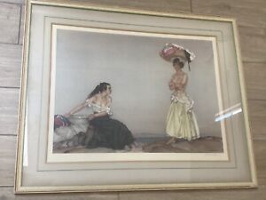 William Russell Flint Rosa and Marissa Signed and embossed Lithograph. Framed