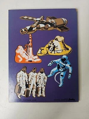 Vintage Judy/Instructo Wooden Puzzle 1975 Space  4 pcs 040005 - Image 1 of 4