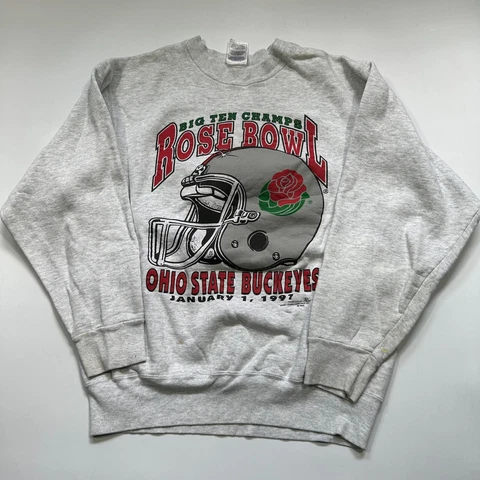 Vtg Ohio State Buckeyes Sweatshirt Adult Size M Gray 1997 Rose Bowl Crewneck Cover
