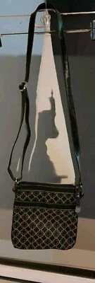 Nine West Gray Black Geometric Print Adjustable Strap Crossbody Bag Women's  - Image 1 of 4