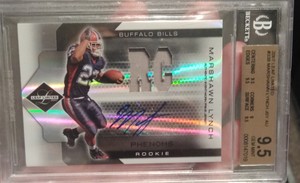 2007 LEAF LIMITED #338 MARSHAWN LYNCH JSY AU GEM MINT 9.5/10 POP 2 NONE HIGHER