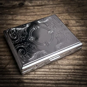 Zigarettenetui | Etui Metall Viktorianischer Stil Silber | Zigaretten Box - Bild 1 von 8
