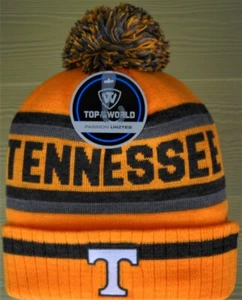 TENNESSEE VOLUNTARIOS ADULTO TEJIDO SOMBRERO GORRA CON COSIDO LOGOTIPO T EN PUÑO, POM EN LA PARTE SUPERIOR - Imagen 1 de 3