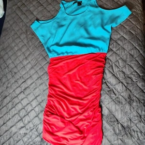 Jay Godfrey Color Block Silk Dress Size 6 Exposed Shoulders Side Zip Stretch - Picture 1 of 11