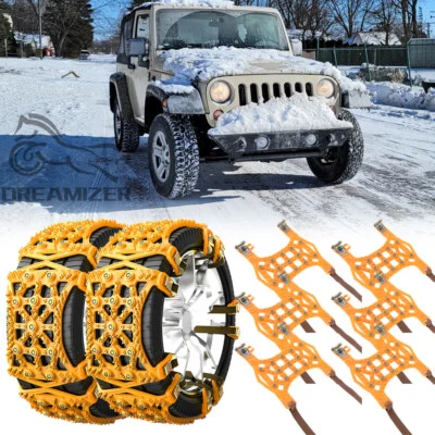 6x Cadenas de neumáticos antideslizantes para nieve de coche de emergencia para Jeep Wrangler Gladiator Rubicon Foto 1 de 4