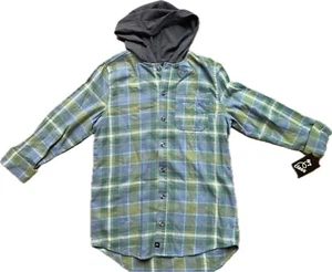 Boy’s Art Class Plaid Button Up Hooded Shacket Shirt Size XL 14 Green NWT - Picture 1 of 6