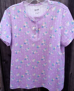 NWOT 💜💙❤️💛💚 BLAIR 💥 Short Sleeve Henley Top Stretch M - Picture 1 of 2