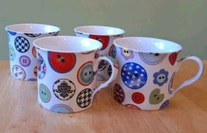 Set of 4 China Palace Mugs ~ Buttons Design, Heron Cross Pottery (Small, Coffee) - Picture 1 of 7