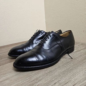 Vintage Johnston & Murphy Aristocraft Cap Toe Oxfords Black Mens US Size 10 D/B - Picture 1 of 21