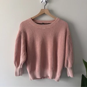Young Fabulous & Broke 100% Cotton Pink Women's Sweater crew neck ribbed solid M - Picture 1 of 10