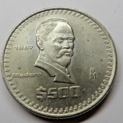 Mexico 500 Pesos 1987Mo Copper-Nickel KM#529 UNC - Image 1 of 2