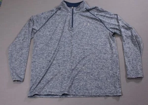 Under Armour Mens HeatGear Loose Fit Heather Blue 1/4 Zip Pullover Lightweight L - Picture 1 of 10