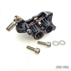 Hope Tech 3/4 V4 Hydraulic Disc Brake Caliper Black w/ 2 Pairs Red Comp Pads - Picture 1 of 6