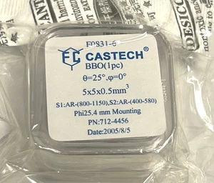 Castech BBO SHG 800-1150nm to 400-580nm  Ø25.4mm SEALED - Picture 1 of 5