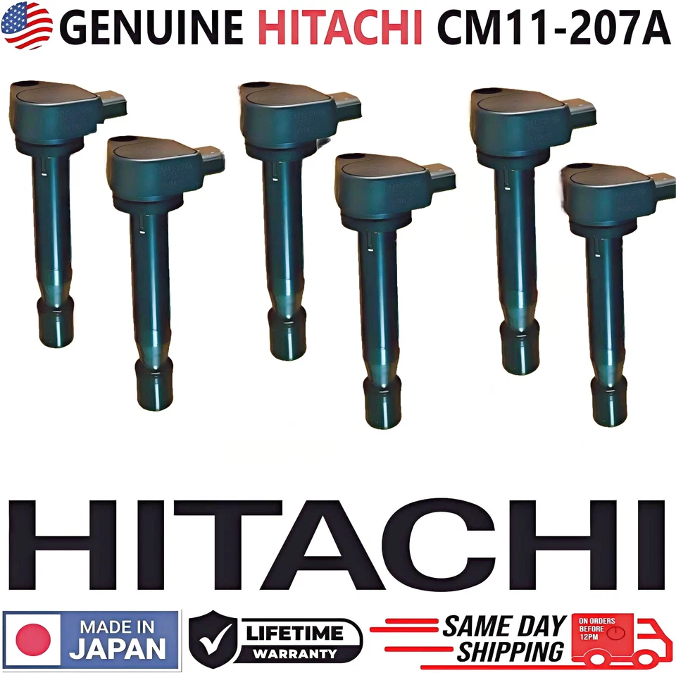 GENUINE HITACHI HONDA x6 Ignition Coils For 99-2010 Honda & Acura 30520-P8E-A01 Foto 1 de 3