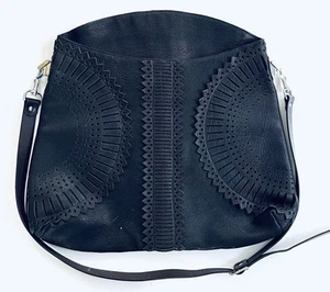 Gianfranco Ferre Vintage Y2K Laser Cut Leather Cross Body Slouch Shoulder Bag - Picture 1 of 12