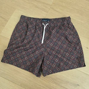 Abercrombie & Fitch Stretch Swim Trunks Shorts Mens Small Brown Floral Lined - Picture 1 of 10