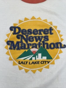 VTG 70's Deseret News Marathon T-shirt Single Stitch Graphic Print Men's XL Utah - Picture 1 of 18