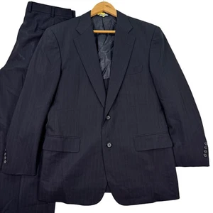 VINTAGE Brooks Brothers Brookscool Pinstripe Wool Suit Mens 40R Navy Pants 34x28 - Picture 1 of 20