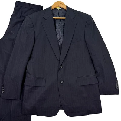 VINTAGE Brooks Brothers Brookscool Pinstripe Wool Suit Mens 40R Navy Pants 34x28 - Image 1 of 4