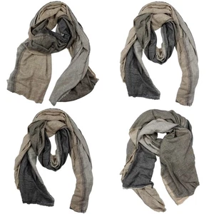 Sciarpa di grandi dimensioni 215x75cm grigio quattro lati lana cashmere XXL sci - Picture 1 of 1