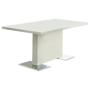 Coaster Anges T-shaped Pedestal Dining Table Glossy White Rectangular - Picture 1 of 1