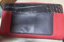 Wristlet Leather Wallet Clutch Isaac Mizrahi LILETH Red / Black & Embossed Croc 