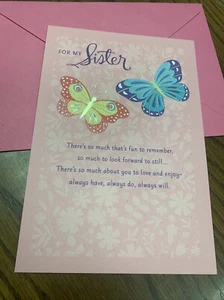 Birthday FOR MY SISTER Love And Enjoy 5.5”x8” Hallmark Greeting Card - Picture 1 of 9