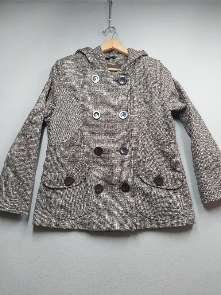 Chadwicks Jacket Womens Size 14P Wool Blend Hooded Lined Double Breasted Coat - Image 1 of 4