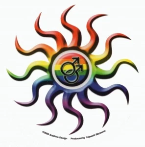 Calcomanía masculina ORGULLO GAY RAINBOW SUN LGBT - Imagen 1 de 1