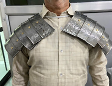 Medieval Pouldron Set With Dents Gray Matt Finish Roman Shoulders Pair Costume
