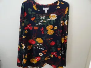 D&CO COTTON KNIT TOP ROUND NECK GOOD SIZE 1X MULTICOLOR FLORAL - Picture 1 of 3