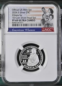 2024 S Silver Quarter 25c Zitkala-Sa 10 Coin Silver NGC PF 69 Ultra Cameo - Picture 1 of 2