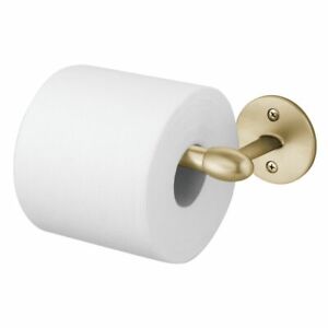 mDesign Metal Wall Mount Toilet Tissue Paper Roll Holder - Soft Brass