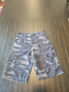 Boys Sz 14 NO FEAR Black Cargo Shorts Skater Grunge Motocross Everyday Y2K - Picture 1 of 10