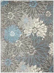 9' X 12' Charcoal Floral Power Loom Area Rug - Picture 1 of 1