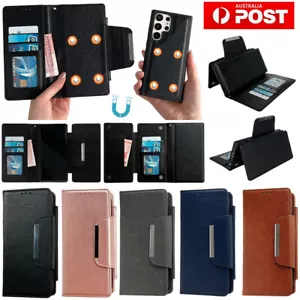 For Samsung S24 S23 S22 S21 FE Ultra Plus Removable Magnetic Wallet Case Cover - Picture 1 of 68