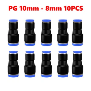 Pneumatic Push To Connect Air Fitting Straight Reducer Tube OD 10mm to 8mm 10PCS - Picture 1 of 8