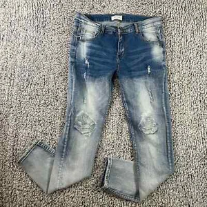 Blue Cult Denim Jeans Men's Light Wash Distressed Destroyed Straight Leg Size 34 - Picture 1 of 12