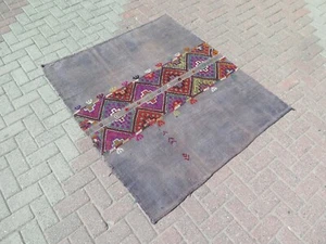 Turkish Rugs Boho Kilim, Handmade Floor Carpet, Multicolor Bedroom Rug 52"x59" - Picture 1 of 14