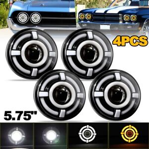 4x5-3/4 5.75" Round LED Headlights Hi/Lo DRL Turn Signal For Lincoln Continental