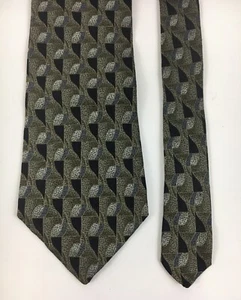 Daniel Craig XL italienische Seidenkrawatte schwarz braun blau geometrisch super Zustand 65" - Bild 1 von 4