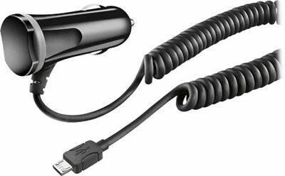 NEW Insignia 12 Watt 2.4 Amp Car Charger 6' Coiled Micro USB Cable BLACK adapter - Image 1 of 2