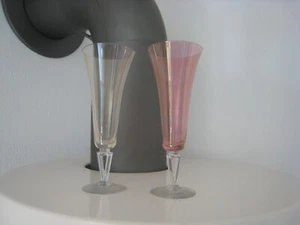 2 alte Sektglas Sektgläser farbig pastell-bunt Vintage Sektflöte - Bild 1 von 7