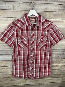 Camisa Levi’s Grande Frontal a Presión Roja Blanca A Cuadros Manga Corta Calce Moderno Occidental  - Imagen 1 de 13