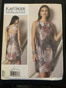 VESTIDO DE MODA 1481 PATRÓN Kay Unger DISEÑADOR FALTA TALLAS 6 8 10 12 14 SIN CORTAR - Imagen 1 de 2