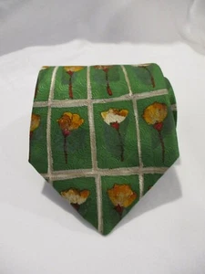 ERMENEGILDO ZEGNA / ITALY==GREEN / YELLOW FLORAL PRINT SILK TIE===L@@K - Picture 1 of 2