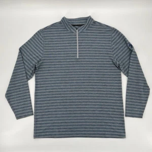 Dunning Golf Men's 1/4 Zip Pullover Sweater Sz XL Gray Blue Stripe Long Sleeves - Picture 1 of 18
